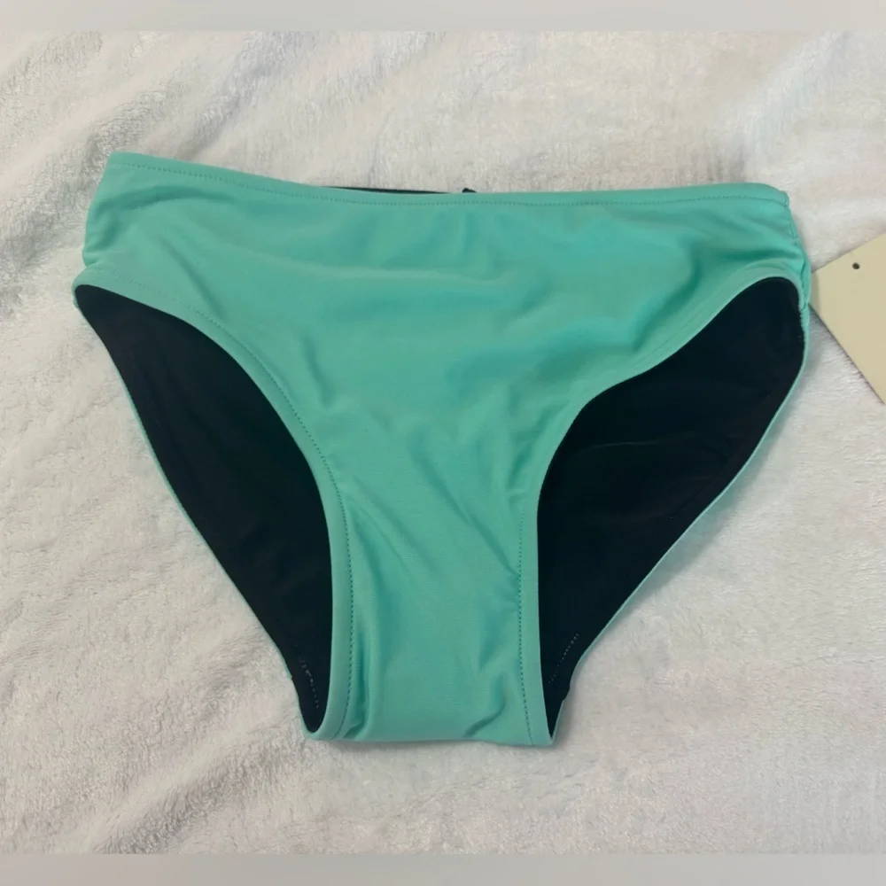 SO Girls Reversible Solid Mint/Black Swimsuit Bottoms Size 12